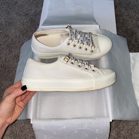 Authentic Dior Women's Cream Sneakers - Picture 1 of 15